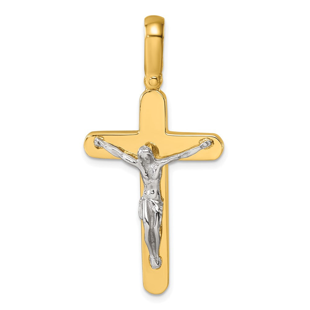 Herco 14K Two-tone Polished & Textured Latin Crucifix Cross Pendant