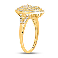 Load image into Gallery viewer, 14kt Yellow Gold Womens Round Diamond Teardrop Ring 1 Cttw
