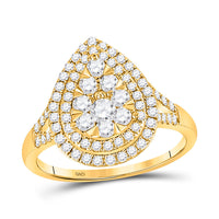 Load image into Gallery viewer, 14kt Yellow Gold Womens Round Diamond Teardrop Ring 1 Cttw
