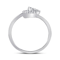 Load image into Gallery viewer, 10kt White Gold Womens Round Diamond Heart Arrow Band Ring 1/10 Cttw
