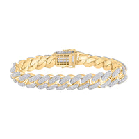 Load image into Gallery viewer, 10kt Yellow Gold Mens Round Diamond Cuban Fashion Bracelet 9 Cttw
