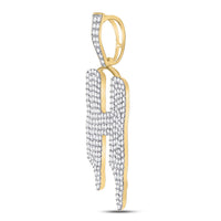 Load image into Gallery viewer, 10kt Yellow Gold Mens Round Diamond Drip H Letter Charm Pendant 2-1/2 Cttw
