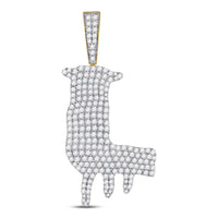 Load image into Gallery viewer, 10kt Yellow Gold Mens Round Diamond L Drip Letter Charm Pendant 2-1/4 Cttw

