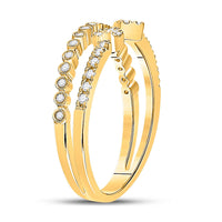 Load image into Gallery viewer, 10kt Yellow Gold Womens Round Diamond Bisected Modern Fashion Ring 1/4 Cttw
