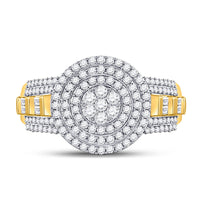 Load image into Gallery viewer, 10kt Two-tone Gold Mens Round Diamond Circle Flower Cluster Ring 1-1/5 Cttw

