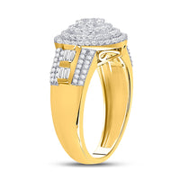 Load image into Gallery viewer, 10kt Two-tone Gold Mens Round Diamond Circle Flower Cluster Ring 1-1/5 Cttw
