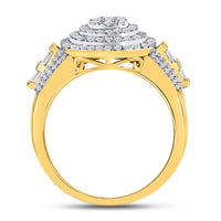 Load image into Gallery viewer, 10kt Two-tone Gold Mens Round Diamond Circle Flower Cluster Ring 1-1/5 Cttw
