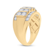 Load image into Gallery viewer, 14kt Yellow Gold Mens Round Diamond Wedding Band Ring 3 Cttw
