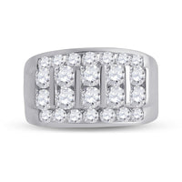 Load image into Gallery viewer, 14kt White Gold Mens Round Diamond Channel-Set Band Ring 3 Cttw

