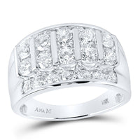 Load image into Gallery viewer, 14kt White Gold Mens Round Diamond Channel-Set Band Ring 3 Cttw

