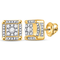 Load image into Gallery viewer, 10kt Yellow Gold Mens Round Diamond Fashion Cluster Earrings 1/2 Cttw
