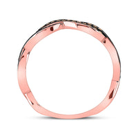 Load image into Gallery viewer, 10kt Rose Gold Womens Round Brown Diamond Twist Band Ring 1/5 Cttw
