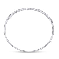 Load image into Gallery viewer, 10kt White Gold Womens Round Diamond Stackable Bangle Bracelet 1/3 Cttw
