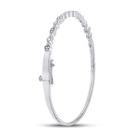 Load image into Gallery viewer, 10kt White Gold Womens Round Diamond Stackable Bangle Bracelet 1/3 Cttw
