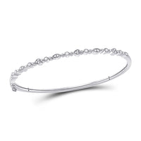 Load image into Gallery viewer, 10kt White Gold Womens Round Diamond Stackable Bangle Bracelet 1/3 Cttw
