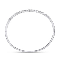 Load image into Gallery viewer, 10kt White Gold Womens Round Diamond Stackable Bangle Bracelet 1/8 Cttw
