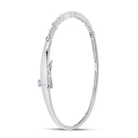Load image into Gallery viewer, 10kt White Gold Womens Round Diamond Stackable Bangle Bracelet 1/8 Cttw
