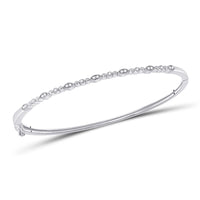 Load image into Gallery viewer, 10kt White Gold Womens Round Diamond Stackable Bangle Bracelet 1/8 Cttw
