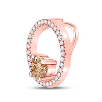 Load image into Gallery viewer, 10kt Rose Gold Womens Round Morganite Diamond Circle Pendant 1/3 Cttw

