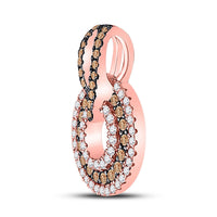 Load image into Gallery viewer, 10kt Rose Gold Womens Round Brown Diamond Circle Pendant 1/2 Cttw
