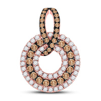 Load image into Gallery viewer, 10kt Rose Gold Womens Round Brown Diamond Circle Pendant 1/2 Cttw
