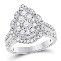 Load image into Gallery viewer, 14kt White Gold Round Diamond Teardrop Bridal Wedding Engagement Ring 1-5/8 Cttw
