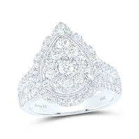 Load image into Gallery viewer, 14kt White Gold Round Diamond Teardrop Bridal Wedding Engagement Ring 1-5/8 Cttw
