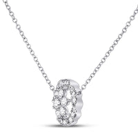 Load image into Gallery viewer, 14kt White Gold Womens Round Diamond Floral Cluster Necklace 1/3 Cttw

