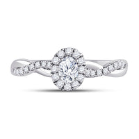 Load image into Gallery viewer, 14kt White Gold Oval Diamond Halo Bridal Wedding Engagement Ring 5/8 Cttw
