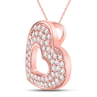 Load image into Gallery viewer, 10kt Rose Gold Womens Round Diamond Sideways Heart Pendant 1/3 Cttw
