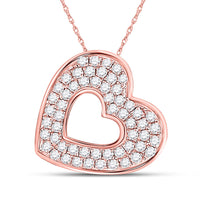 Load image into Gallery viewer, 10kt Rose Gold Womens Round Diamond Sideways Heart Pendant 1/3 Cttw
