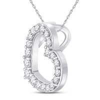 Load image into Gallery viewer, 10kt White Gold Womens Round Diamond Sideways Heart Pendant 1/4 Cttw
