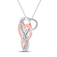Load image into Gallery viewer, 10kt Two-tone Gold Womens Round Diamond Infinity Heart Pendant 1/10 Cttw
