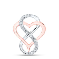 Load image into Gallery viewer, 10kt Two-tone Gold Womens Round Diamond Infinity Heart Pendant 1/10 Cttw
