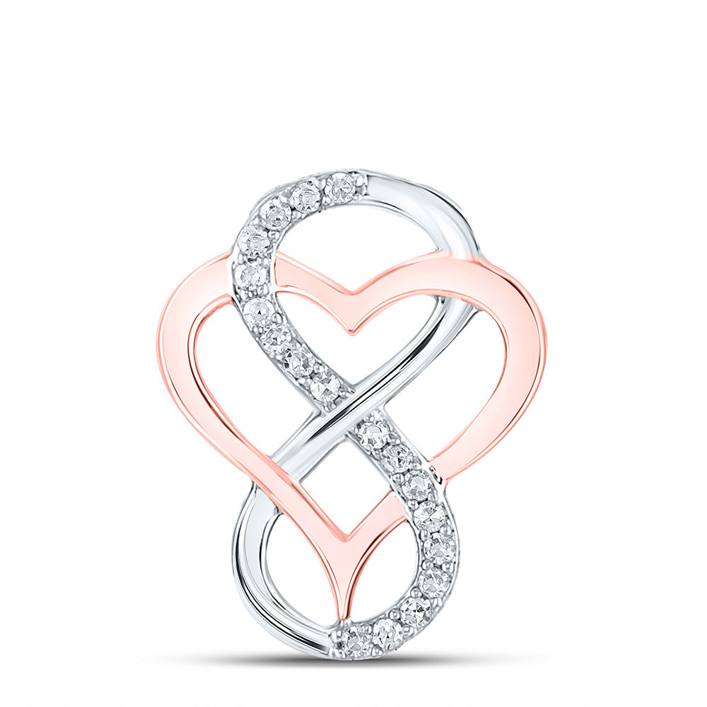 10kt Two-tone Gold Womens Round Diamond Infinity Heart Pendant 1/10 Cttw