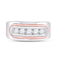 Load image into Gallery viewer, 14kt Two-tone Gold Mens Round Diamond Faceted Single Row Band Ring 3/4 Cttw
