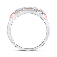 Load image into Gallery viewer, 14kt Two-tone Gold Mens Round Diamond Faceted Single Row Band Ring 3/4 Cttw
