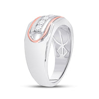 Load image into Gallery viewer, 14kt Two-tone Gold Mens Round Diamond Faceted Single Row Band Ring 3/4 Cttw

