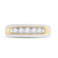 Load image into Gallery viewer, 10kt Two-tone Gold Mens Round Diamond Single Row Band Ring 1/2 Cttw
