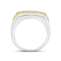 Load image into Gallery viewer, 10kt Two-tone Gold Mens Round Diamond Single Row Band Ring 1/2 Cttw
