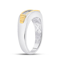Load image into Gallery viewer, 10kt Two-tone Gold Mens Round Diamond Single Row Band Ring 1/2 Cttw
