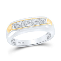 Load image into Gallery viewer, 10kt Two-tone Gold Mens Round Diamond Single Row Band Ring 1/2 Cttw
