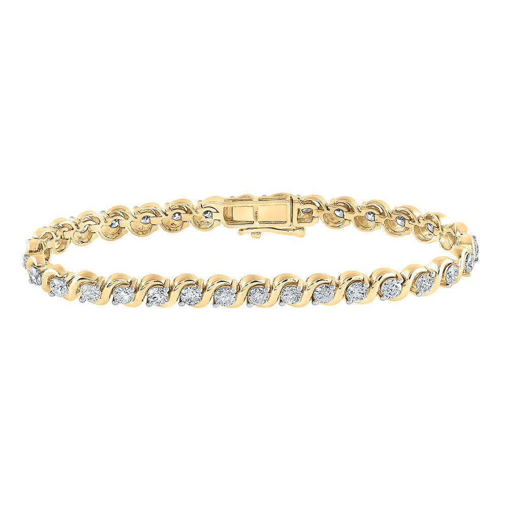 14kt Two-tone Gold Womens Round Diamond Tennis Bracelet 4 Cttw