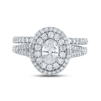 Load image into Gallery viewer, 14kt White Gold Oval Diamond Bridal Wedding Ring Band Set 1-1/2 Cttw
