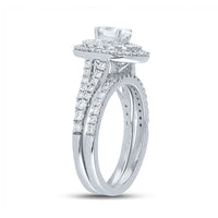 Load image into Gallery viewer, 14kt White Gold Oval Diamond Bridal Wedding Ring Band Set 1-1/2 Cttw
