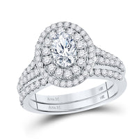 Load image into Gallery viewer, 14kt White Gold Oval Diamond Bridal Wedding Ring Band Set 1-1/2 Cttw
