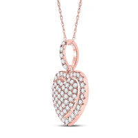Load image into Gallery viewer, 14kt Rose Gold Womens Round Diamond Heart Pendant 1/2 Cttw
