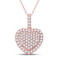 Load image into Gallery viewer, 14kt Rose Gold Womens Round Diamond Heart Pendant 1/2 Cttw
