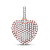 Load image into Gallery viewer, 14kt Rose Gold Womens Round Diamond Heart Pendant 1 Cttw
