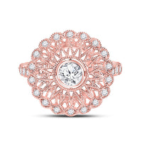 Load image into Gallery viewer, 14kt Rose Gold Round Diamond Solitaire Bridal Wedding Engagement Ring 1 Cttw
